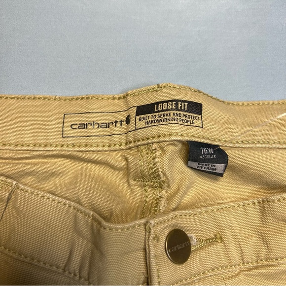 Carhartt womens Pants Original Fit Canvas Tan Flannel Lined size16W. ordrA4 - Picture 3 of 10